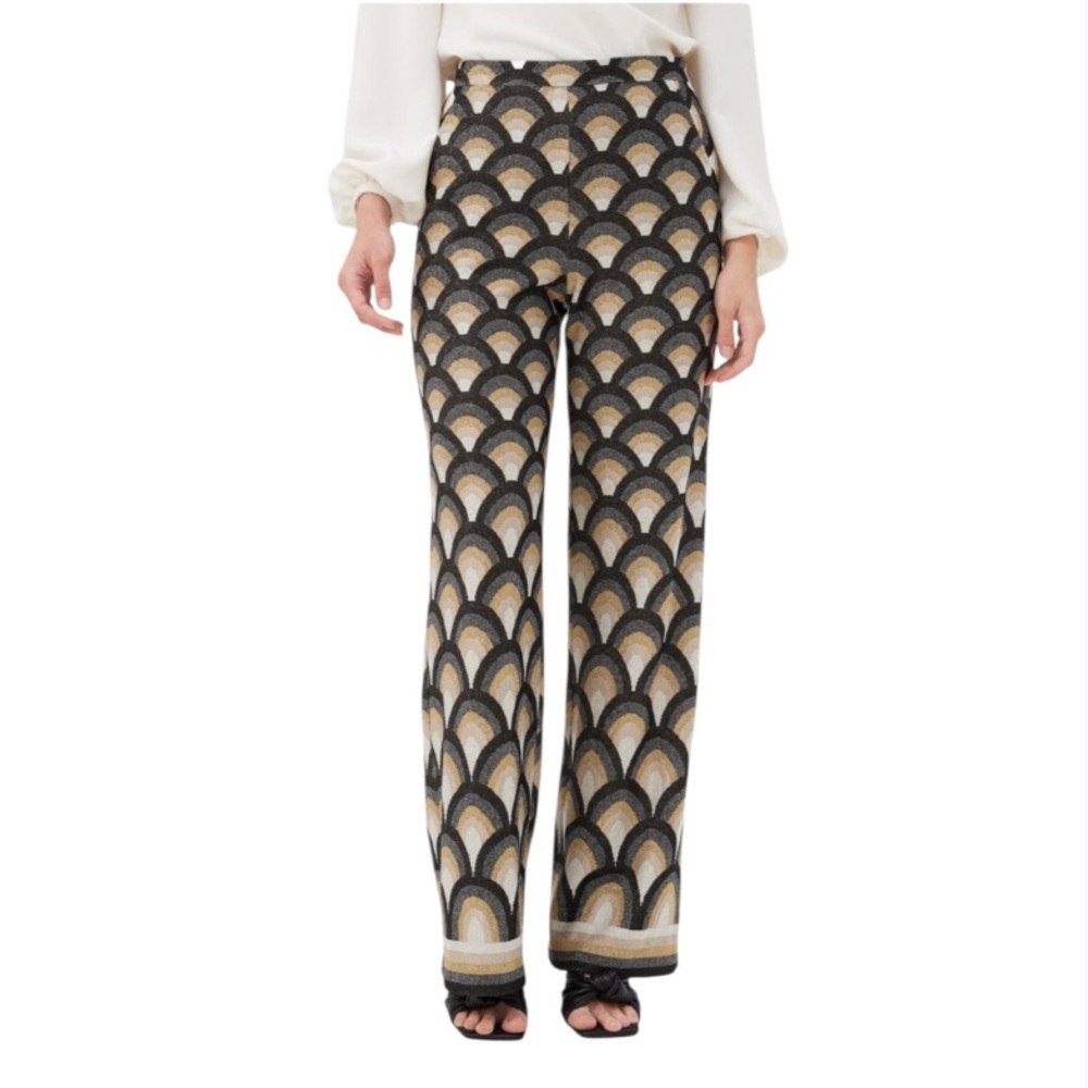 Trina Turk's Metallic Knit Wide Leg Asia Pants | NWT Size 6